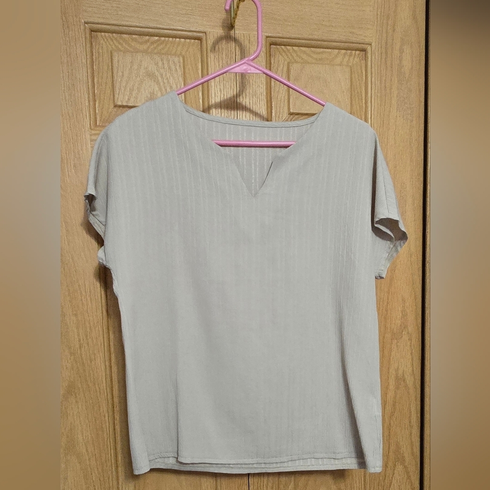SHEIN Khaki V-Neck Blouse